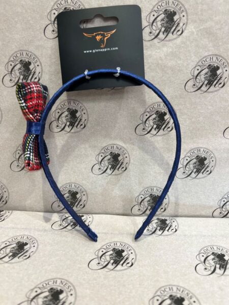 Hair Band - Tartan Bow Alice Band Blue