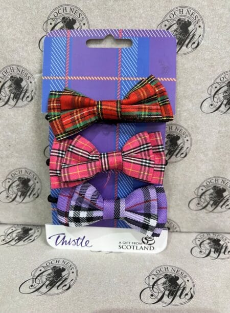 Hair Elastics - 3 Pack Tartan Bow Hair Elastics