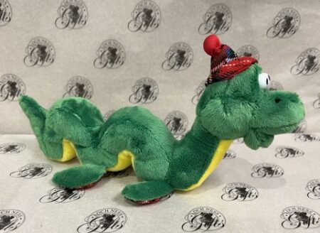 Soft Toy Loch Ness Monster - Plush Wiggly Nessie with Tartan Hat