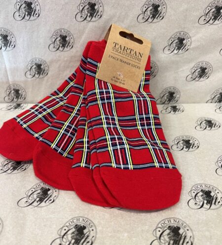 Socks - 3 Pairs of Tartan Trainer Socks