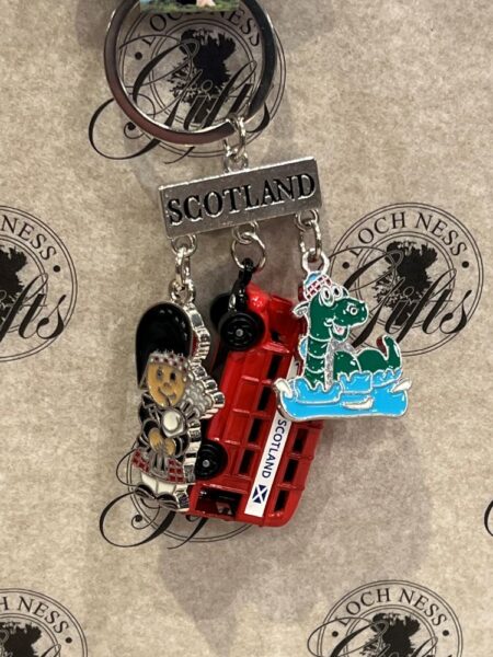 Keyring - Scottish Red Bus Nessie and Piper