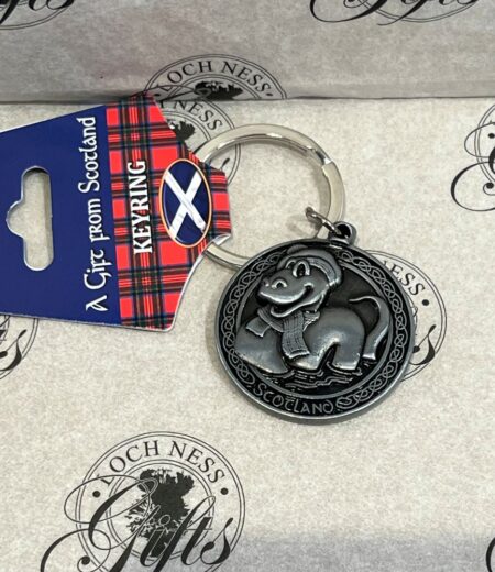 Keyring - Round Pewter Nessie