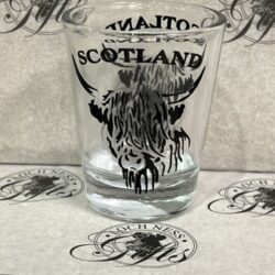 Shot Glass - Highland Cow black outline Shot Glass - Highland Cow Black Design