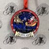 Christmas Decoration - Round Wooden Scottish Piper and Snowman