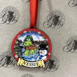 Christmas Decoration - Round Wooden Nessie and Snowman