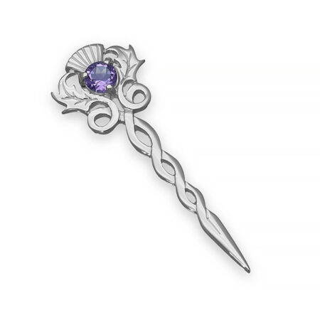 Thistle Collection - Thistle Silver Kilt pin Amethyst CB36