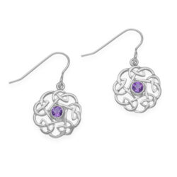 Celtic Collection - Celtic Silver Earrings Amethyst CE16