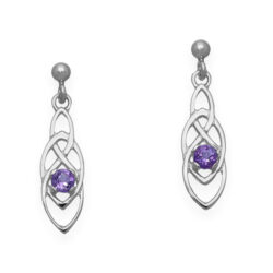 Celtic Collection - Celtic Silver Earrings Amethyst CE391