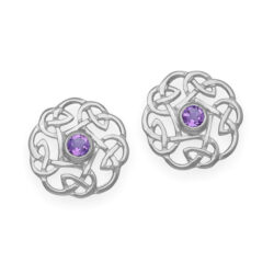 Celtic Collection - Celtic Silver Earrings Amethyst CE17