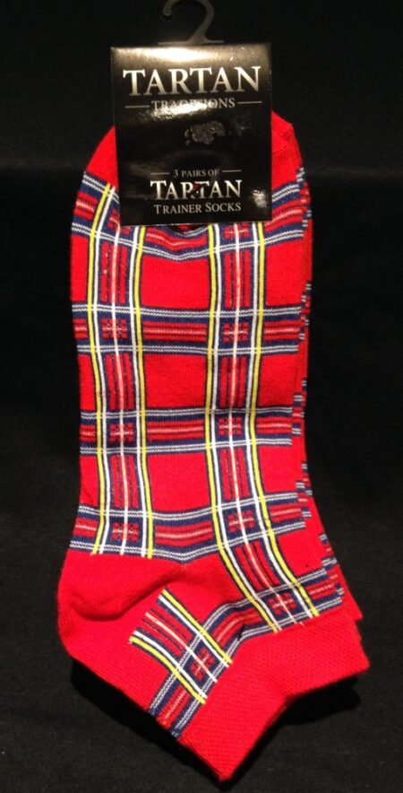 Socks - 3 Pairs of Tartan Trainer Socks