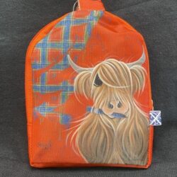 Bag - Folding Shopping Bag Highland Cow Tartan Paint