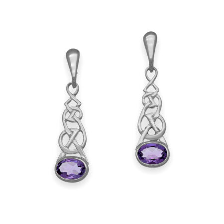 Celtic Collection - Celtic Silver Earrings Amethyst CE18