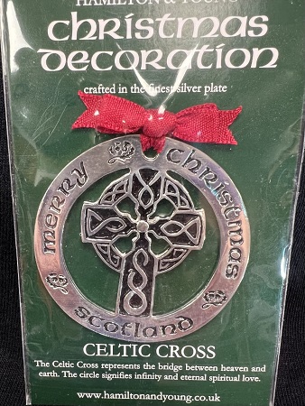 Christmas Decoration Silver Plated - Celtic Cross