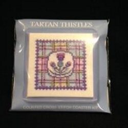 Cross Stitch - Coaster Kit Tartan Thistle