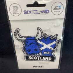 Embroidered Patch - Highland Cow Blue Saltire