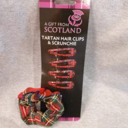 Hair Clips and Red Tartan Scrunchie
