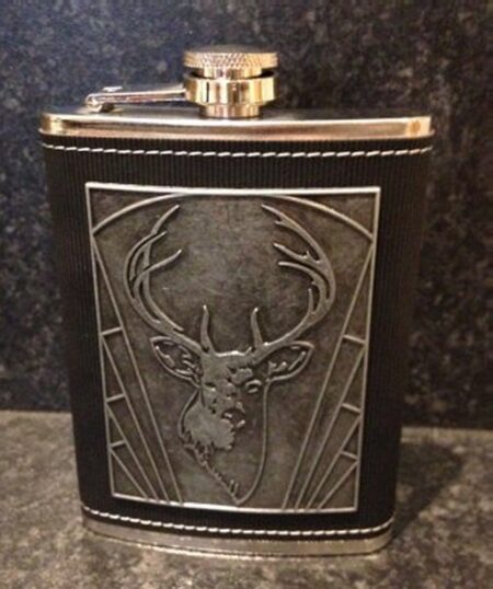 Flask - Pewter Front Stag