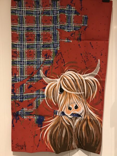 Kitchen - Tea Towel Highland Cow Tartan Paint