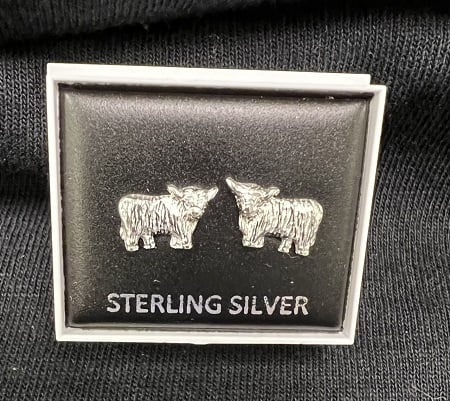 Sterling Silver Earrings - Highland Cow