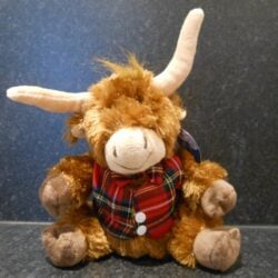 Soft-Toy-Highland-Cow-Tartan-Waistcoat-and-Bowtie Soft Toy Highland Cow - Highland Cow Tartan Waistcoat and Bow Tie