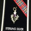 Charm - Sterling Silver Thistle Stone