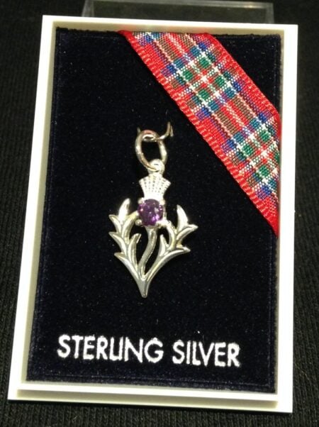 Charm - Sterling Silver Thistle Stone