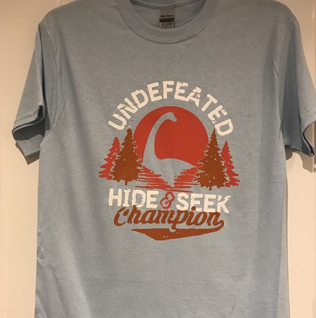 Adult T-Shirt Nessie Hide and Seek (Blue)