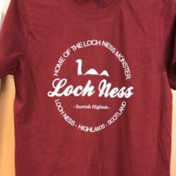 Adult T-Shirt  Loch Ness Highlands Maroon