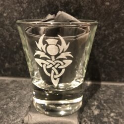 Glass - Engraved Dram Shot Glass Celtic Thistle