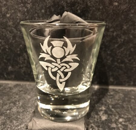 Glass - Engraved Dram Shot Glass Celtic Thistle
