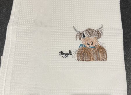 Kitchen - Tea Towel Waffle Highland Cow Design