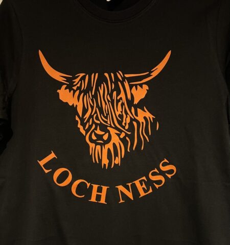 Adult T-Shirt Loch Ness Highland Cow (Black)