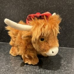 Keel - Highland Cow with Tartan Hat 25cm (SL4176) Soft Toy Highland Cow - Highland Cow with Tartan Hat