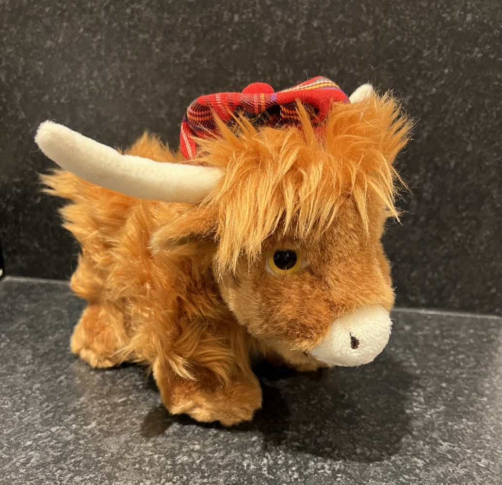 Soft Toy Highland Cow Highland Cow with Tartan Hat Loch Ness Gifts — free download