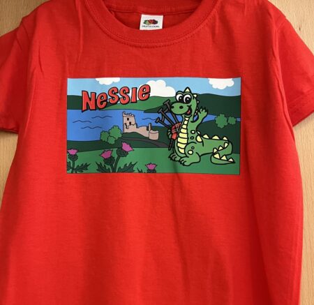 Child T-Shirt - Nessie at Urquhart Castle Loch Ness Red