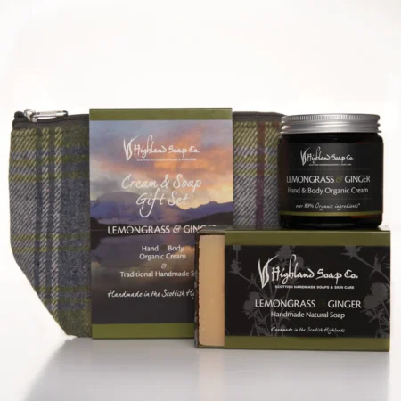Highland Soap Co. Gift Set Organic Cream and Soap Lemongrass and Ginger
