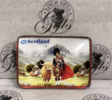 Magnet - Glass Scotland Piper and Highland Cow