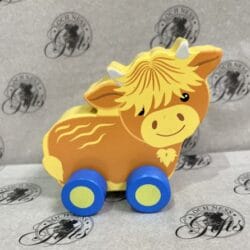 wooden push toy highland cow 1 wooden push toy