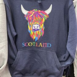 Adult Hoodie Scotland Rainbow Highland Cow
