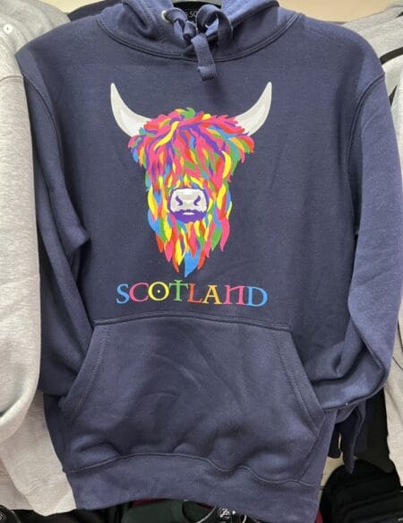 Adult Hoodie Scotland Rainbow Highland Cow