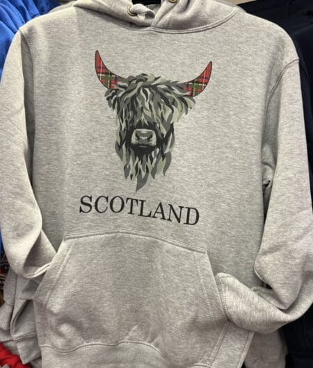 Adult Hoodie Scotland Tartan Horns Highland Cow