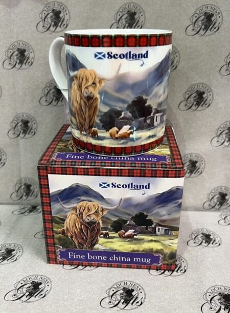 Mug - Fine Bone China Mug Scotland Highland Cow and Piper