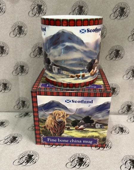 Mug - Fine Bone China Mug Scotland Highland Cow and Piper