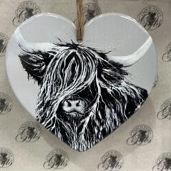 Ornament - Ceramic Hanging Plaque Highland Cow Grey