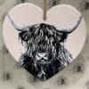Ornament - Ceramic Hanging Plaque Highland Cow Pink