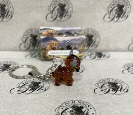 Keyring - Glass Figurine Highland Cow
