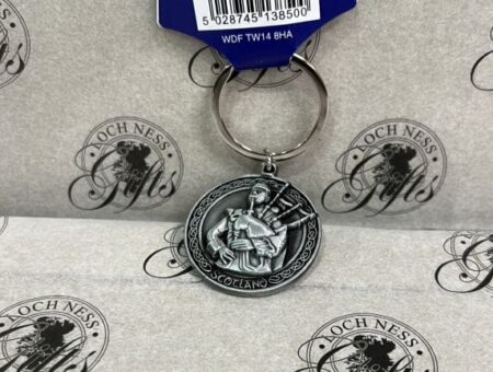 Keyring - Round Pewter Thistle and Piperman