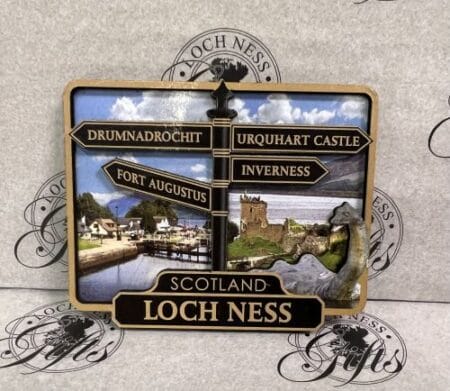Magnet - Wooden 3D Sign Post Scotland Loch Ness