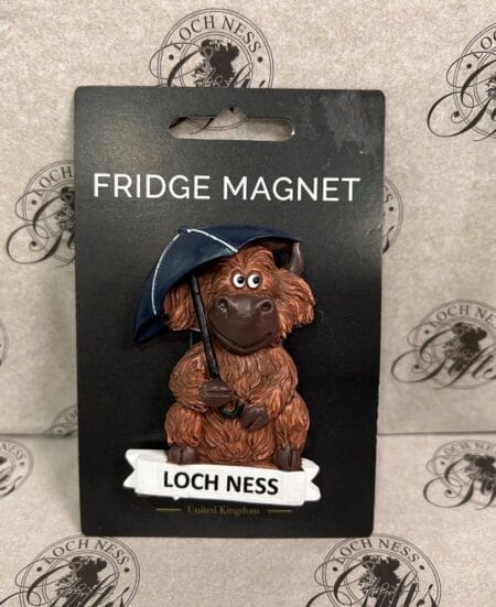 Magnet - Loch Ness Highland Cow with Umbrella