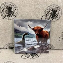 Magnet - Majestic Highland Cow with Nessie at Loch Ness
